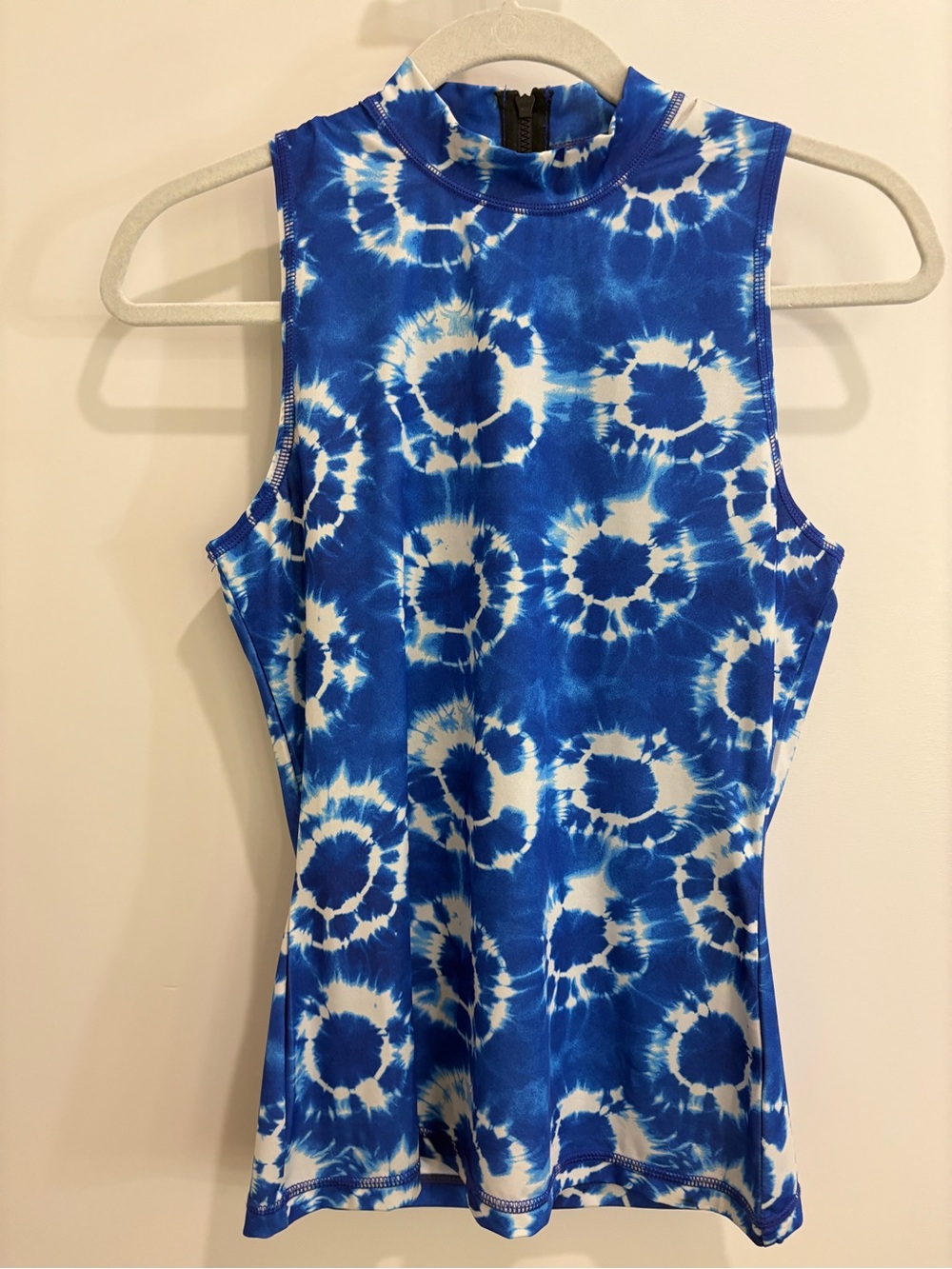 J.Crew Sleeveless Rashguard Swim Top — Blue & White Tie Dye  — Size SM